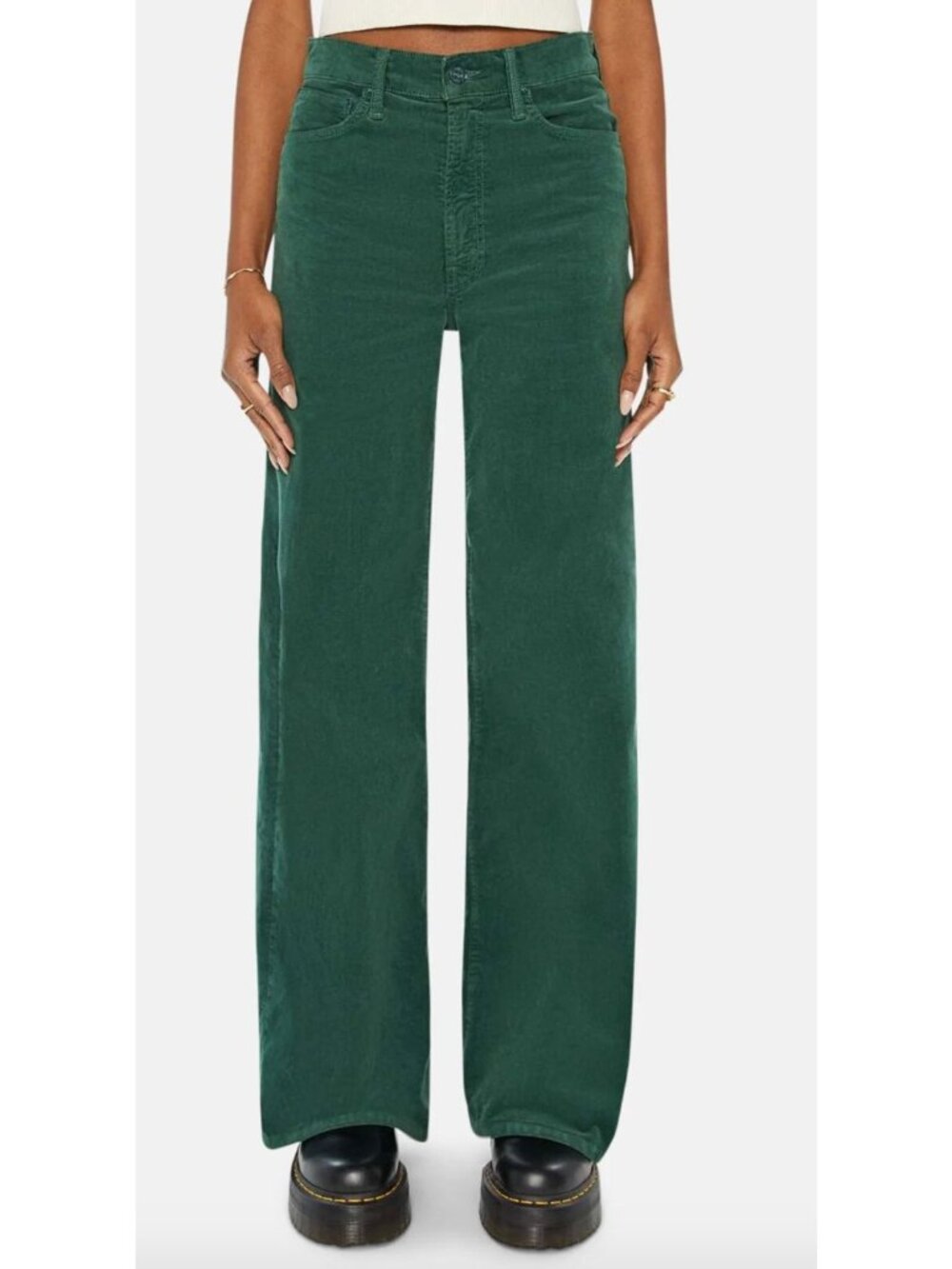 MOTHER The Ditcher Roller Zip Sneak Hopscotch Dark Green Cord Size 29